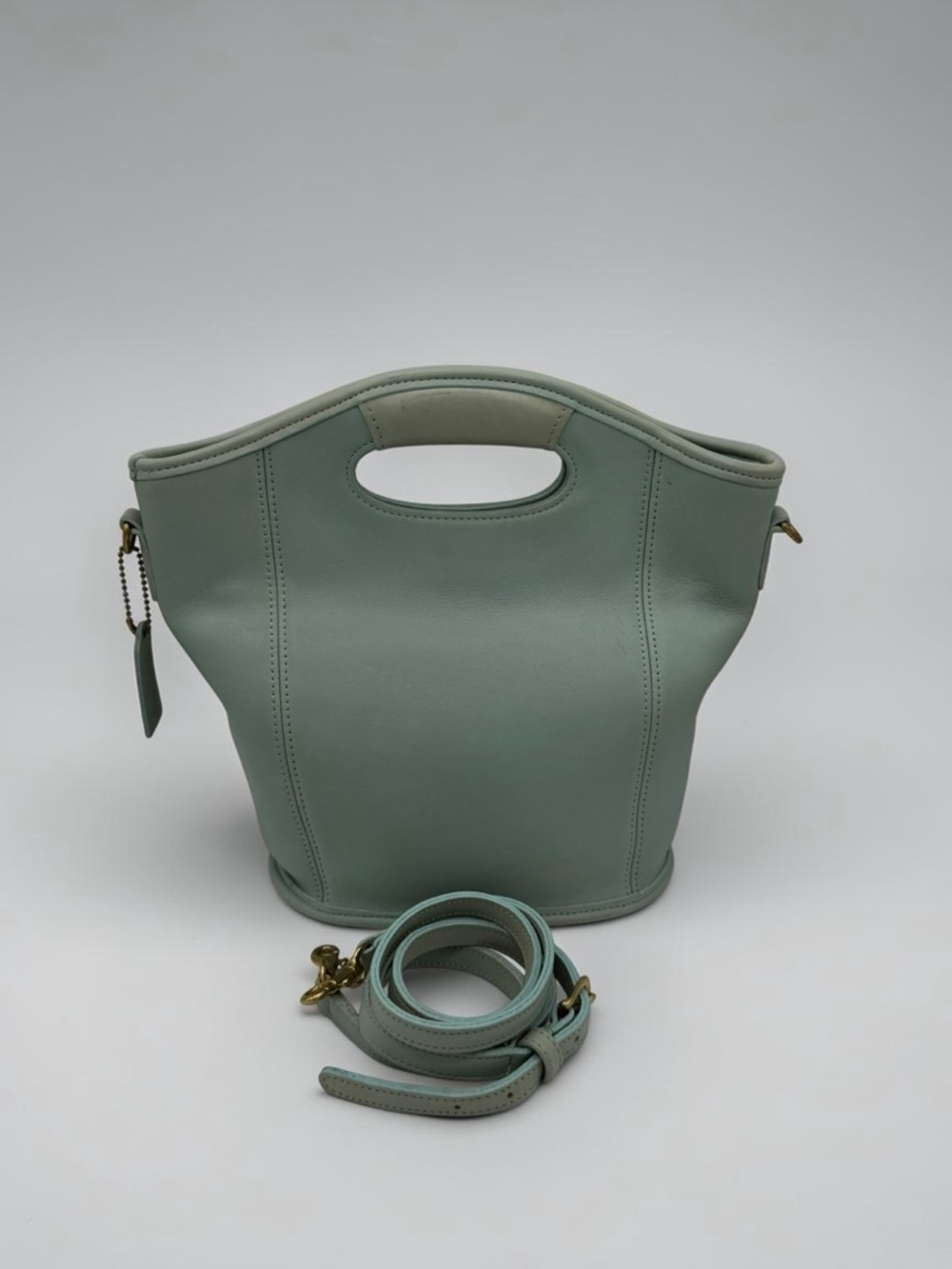 Coach Vintage Mini Shopper Bag Mint Green Leather Top Handle Crossbody Rare Y2K